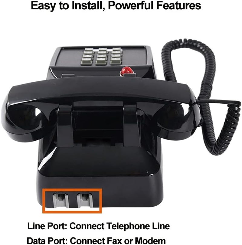 HTMengt Retro Traditional Landline Phone (Ringing Indicator), Classic 2500 Analog Desk Phone Hearing Aid for Elder, Vintage Corded Desk Telephone for Landline Large Button,Old School Phone Home,Black - Image 3